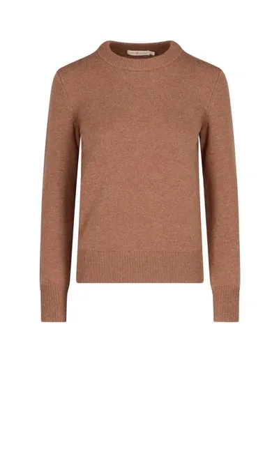 Tory Burch Sequin-embellished Cashmere Sweater In Brown