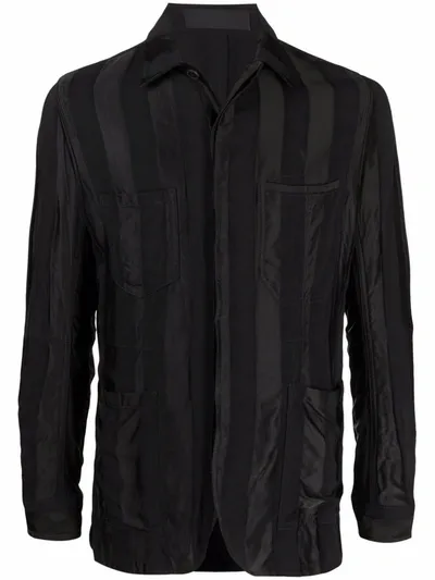 Haider Ackermann Striped Buttoned Shirt Jacket In Black