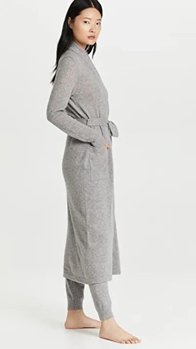 White + Warren Cashmere Long Robe In Grey Heather