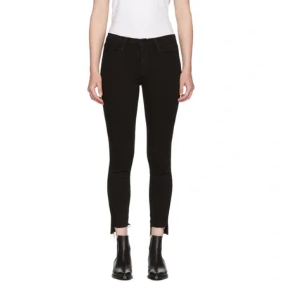 Frame Le Skinny De Jeanne Raw Stagger Mid-rise Jeans In Black