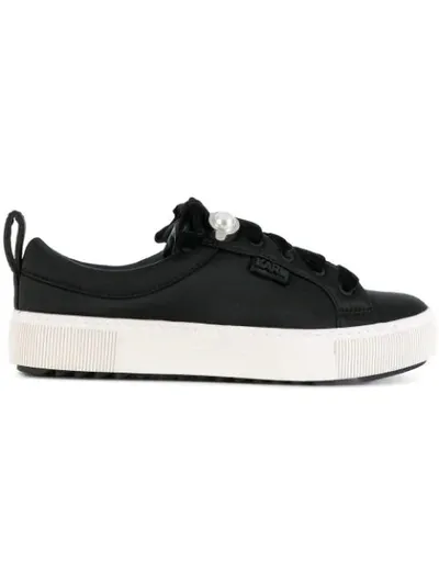 Karl Lagerfeld Lace-up Platform Sneakers In Black