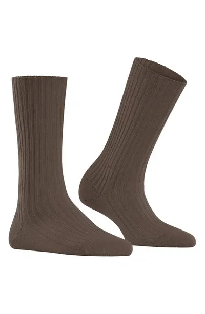 Falke Cosy Wool Blend Boot Socks In Camel