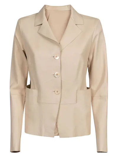 Liven Leather Jacket In Beige