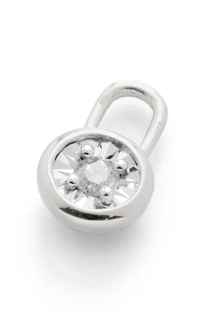 Monica Vinader Essential Diamond Ear Pendant Charm In Silver