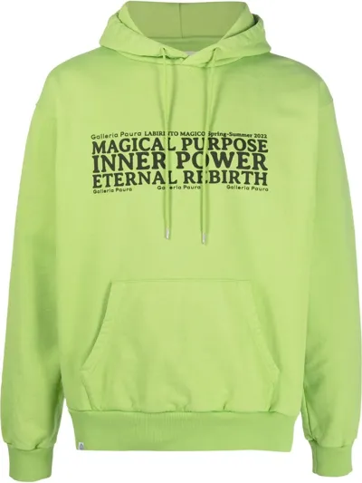 Paura Akim Graphic-print Hoodie In 750 Acid Green