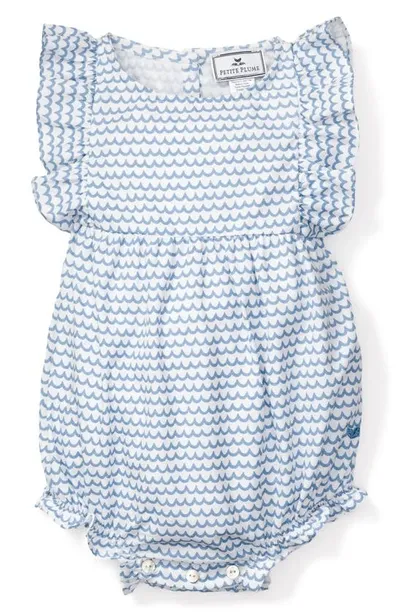 Petite Plume Babies' Girl's La Mer Bubble Ruffle Romper In Blue