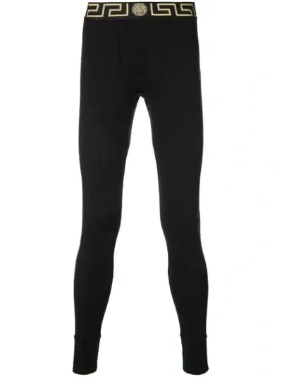 Versace Greca Waistband Leggings In Black