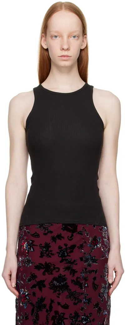 Rag & Bone The Essential Ribbed Stretch-organic Pima Cotton Jersey Tank In Black