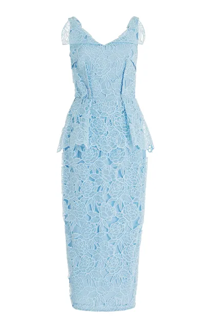 Emilia Wickstead Maesa Floral-embroidered Organza-lace Dress In Blue