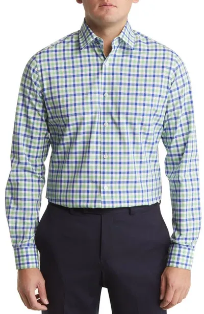 Duchamp Tailored Fit Gingham Dress Shirt In Green