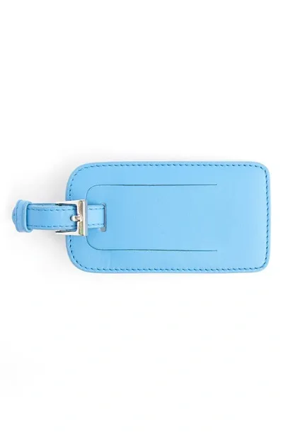 Royce New York Personalized Leather Luggage Tag In Light Blue - Deboss