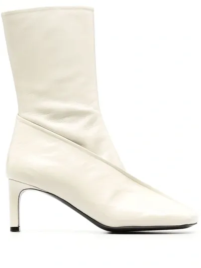 Jil Sander Pointed Leather Ankle Boots In Pink