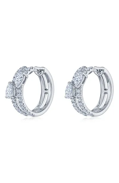 Kwiat Duet Diamond Double Huggie Hoop Earrings In White Gold