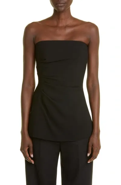 Proenza Schouler Strapless Gathered Crepe Top In Black