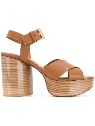 Robert Clergerie Vianne Wooden Platform Sandals In Brown