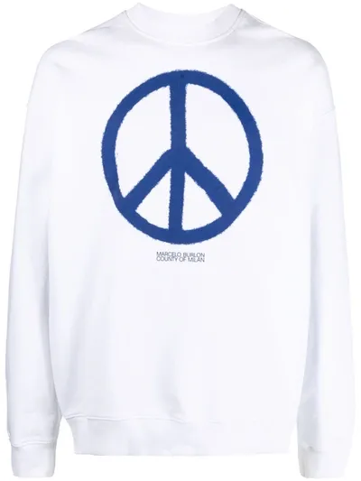 Marcelo Burlon County Of Milan County Peace Printed Sweatshirt In White