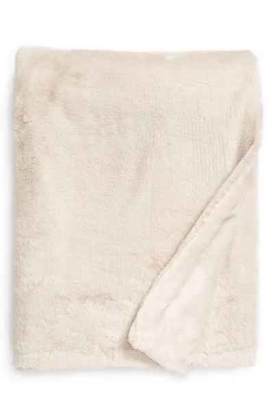 Unhide Lil Marsh Small Faux Fur Blanket In Beige