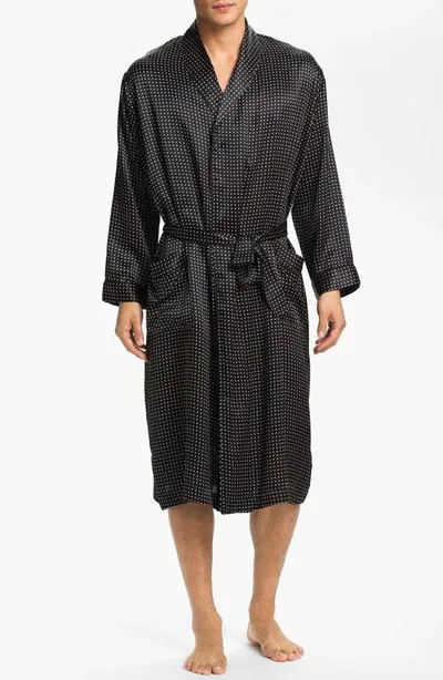 Majestic Men's Silk Dot Shawl Robe In Black Dot