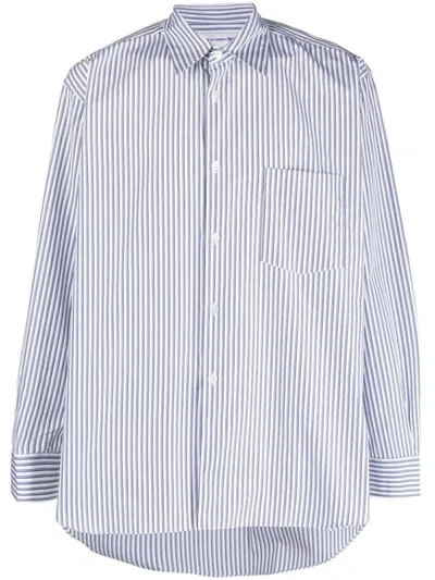 Comme Des Garçons Shirt Halo-stripe Cotton Shirt In Light Blue