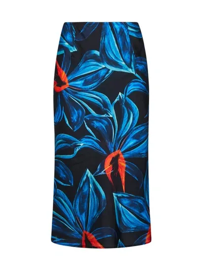 Louisa Ballou Bias Midi Skirt In Blue