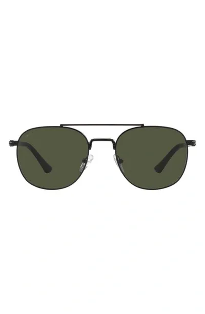 Persol Pillow Sunglasses, 55mm In Black/green Polarized Solid