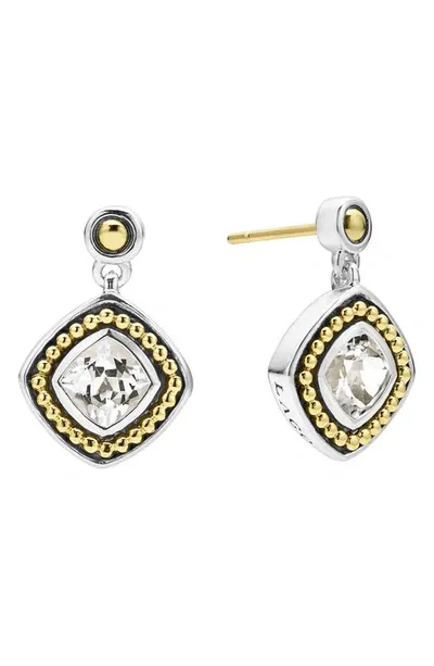 Lagos 18k Yellow Gold & Sterling Silver Rittenhouse White Topaz Drop Earrings In White/gold