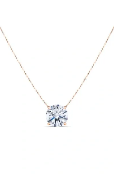 Hautecarat Round Brilliant Lab-created Diamond Pendant Necklace In 18k Rose Gold