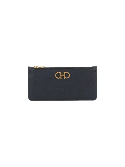 Ferragamo 'gancini' Card Holder In Black  