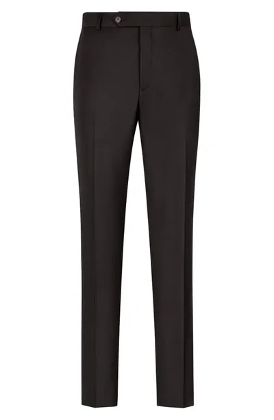 Samuelsohn Flat Front Wool Pants In Black