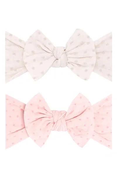 Baby Bling Kids'  Assorted 2-pack Fab-bow-lous® Headbands In Oatmeal Dot Pink And Pk Dot