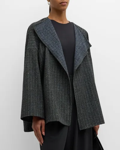 Eskandar Mid Plus Wool Short Jacket In Tealdark