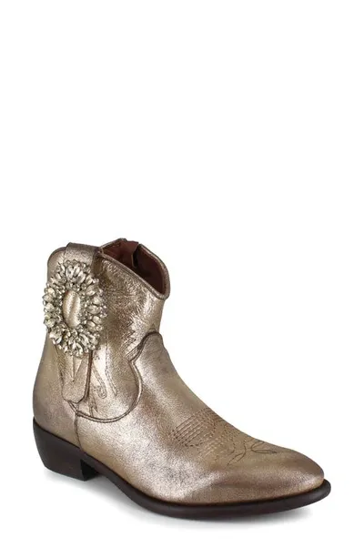 Ziginy Helisent Water Resistant Western Boot In Gold Leather