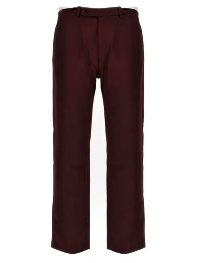 Martine Rose Rolled Waistband Tailored Pants In Burgundy