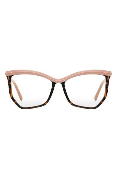 Fifth & Ninth Maggie 54mm Cat Eye Blue Light Blocking Glasses In Tan Torte