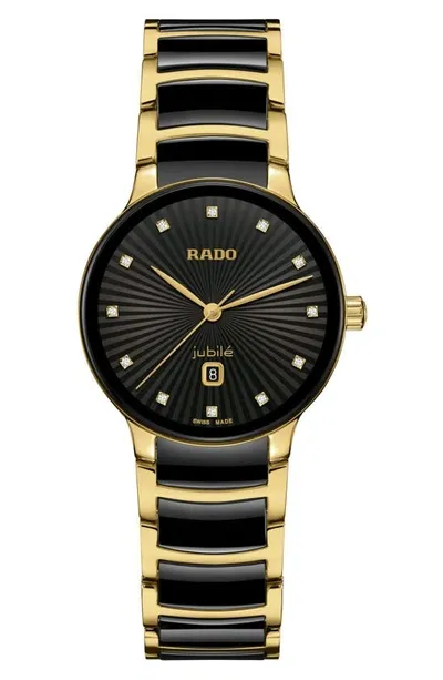 Rado Centrix Diamond Ceramic Bracelet Watch, 30.5mm In Black