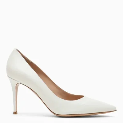 Gianvito Rossi Dark Pink Leather Pumps For Women In White