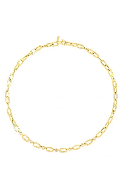 Ef Collection Bezel Diamond Station Necklace In 14k Yellow Gold