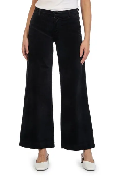 Kut From The Kloth Meg High Waist Wide Leg Velvet Pants In Black