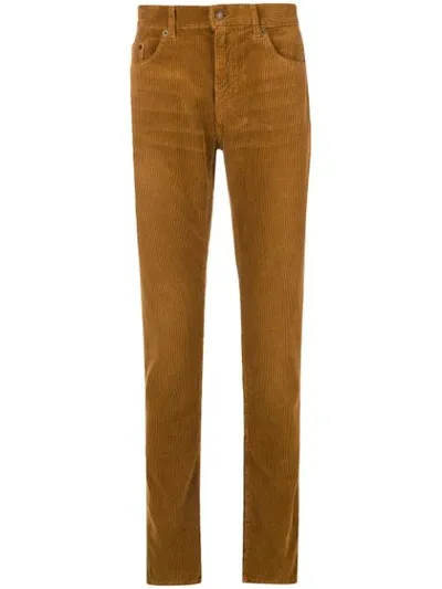 Saint Laurent Slim Fit Corduroy Trousers In Camel