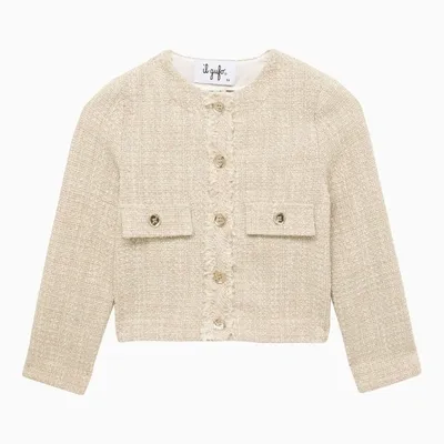 Il Gufo Kids' Girls Beige Tweed Jacket