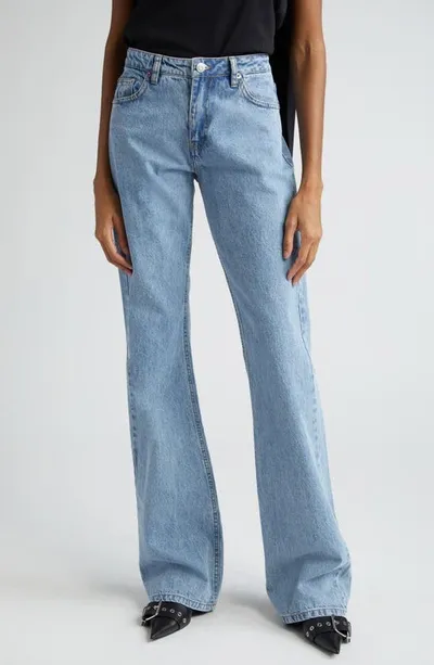 Coperni High Waist Wide Leg Jeans In Washed Blue