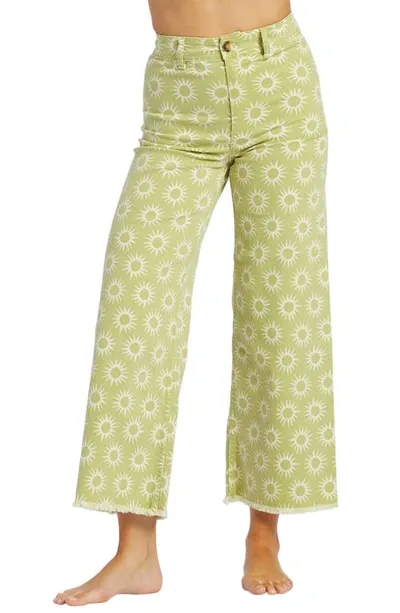 Billabong Free Fall High Waist Wide Leg Pants In Green Eyes