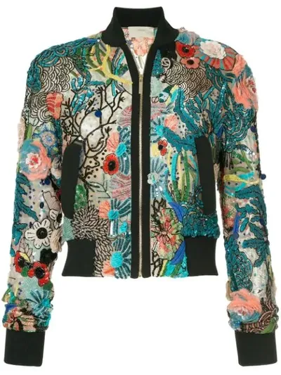 Elie Saab Embellished Bomber Jacket In Multicolour