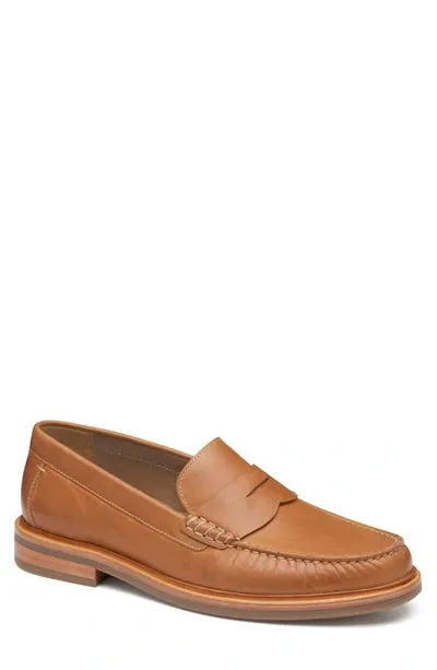 Johnston & Murphy Lyles Penny Loafer In Tan Full Grain