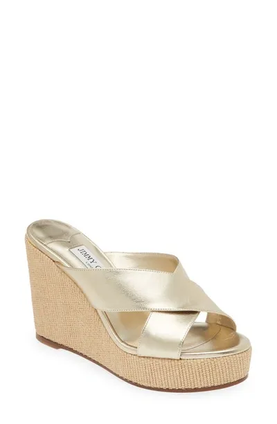 Jimmy Choo Dovina Espadrille Platform Wedge In Champagne