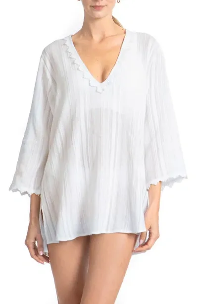 Robin Piccone Jo Lace Trim Cover-up Tunic In White