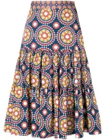 La Doublej Printed Full Skirt In Blue