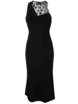 Roland Mouret Fitted Lace Insert Dress In Black