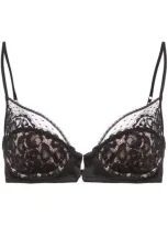 Fleur Du Mal Leopard Lace Demi Bra In Black