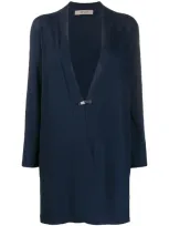 D-exterior Panelled Loose-fit Cardi-coat In Blue